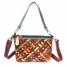  Women&#39;s Bag Genuine Leather Woven Handbag Crossbody Bag Multi-Layer Zip... - £54.25 GBP