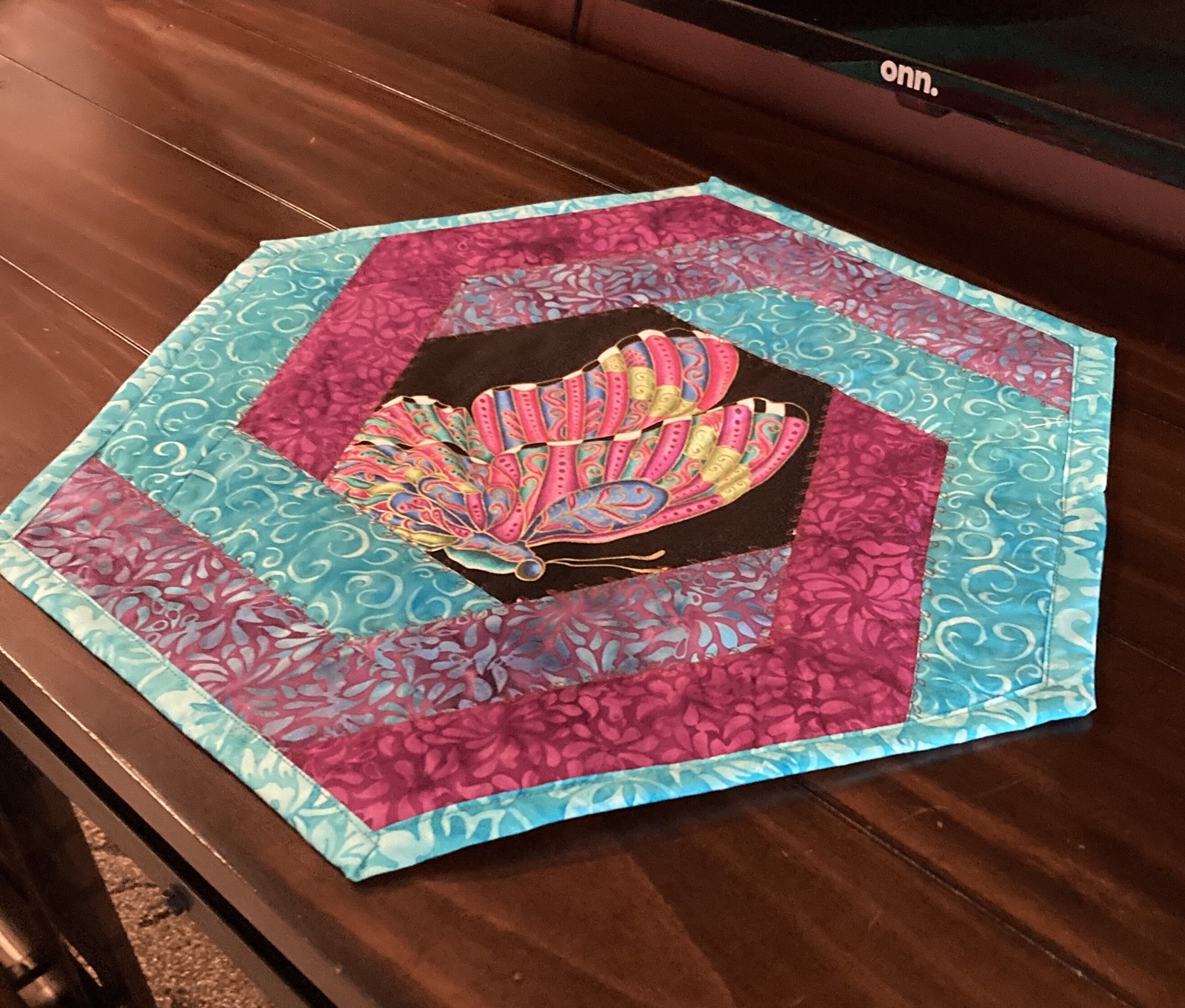 June Resting Butterfly Hexagonal Table Topper - $25.00