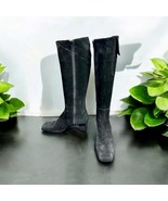 YVES SAINT LAURENT Square Toe Black Suede Tall Boots Size 7 Made in Italy - $338.49 CAD
