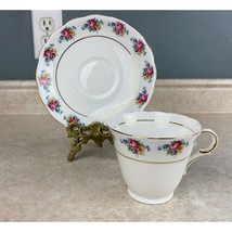 Colclough Bone China England Ring Of Flowers Tea Cup And Saucer Set - $14.84