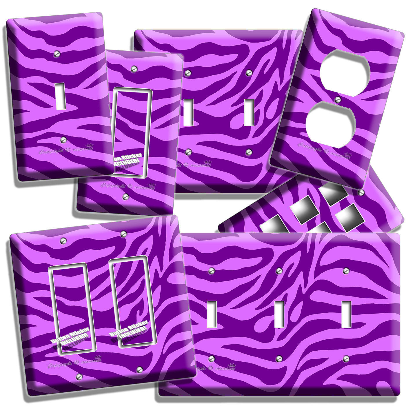 PURPLE ZEBRA ANIMAL PRINT STRIPES LIGHT SWITCH WALL PLATE OUTLET ROOM HOME DECOR