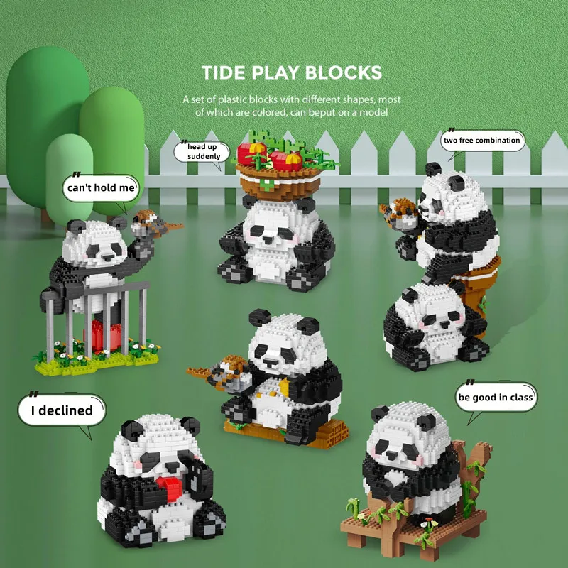 Micro Particle Building Blocks Giant Panda Children&#39;s Assembly DIY Creative - £14.77 GBP+