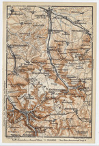 1910 Antique Map Of Vicinity Of Bad Urach Kirchheim Unter Teck Weilheim Germany - £16.76 GBP