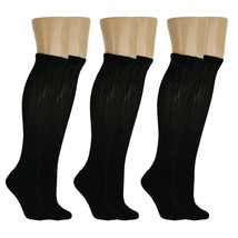 Black Diabetic Over The Calf Socks Non Binding Top Full Cushioned Sole 3 Pairs - £11.69 GBP