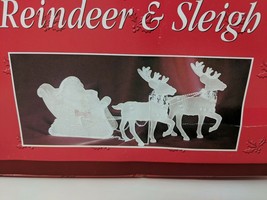 Sterling Acrylic Santa Claus Reindeer &amp; Sleigh Christmas Decoration Figure VTG - £23.73 GBP