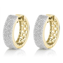 14K Oro Amarillo Chapado Redondo 1.2Ct Real Moissanita Huggie/Aro Pendientes - $224.83