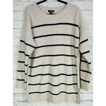 ANA Sweater Size XL Womens Beige Navy Blue Striped Long Sleeve Crew Neck Top - £11.51 GBP