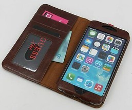 iPhone Deluxe Book style Genuine vintage cow Leather Wallet Case iPhone 6 4.7&quot; - £12.01 GBP