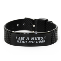 Funny Nurse Black Shark Mesh Bracelet, I Am A Nurse. Hear Me Roar, Best Nurse Ap - £19.69 GBP