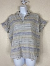 Madewell Womens Size XS Striped Gauze Collared Shirt Cuffed Short Sleeve - £8.74 GBP