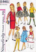 Doll Clothes for 9&quot; Fashion Dolls Vintage 1964 Simplicity Pattern 5861  - £9.59 GBP