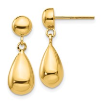 14K Gold Teardrop Hollow Post Dangle Earrings Jewerly - £159.72 GBP