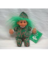 Vintage Russ Luv Pet Troll Doll Toy w Christmas Candy Cane Suit Green Ha... - £10.11 GBP