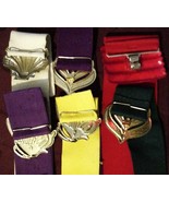 Lot of 6 Vintage 1970s Wide Blue Chunky Stretch Belts Disco 70s Metal Bu... - $177.33 CAD