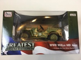Auto World WWII Willy’s Medic Jeep 1/18 Scale In Dirty Olive Drab Color - $42.08