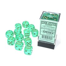 Chessex Manufacturing d6 Cube 16mm Borealis Luminary Light Green with Go... - £10.44 GBP