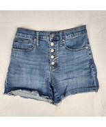 Madewell Shorts Womens Sizd 25 High Rise Denim Short Button Fly Blue Bot... - $744.21 MXN