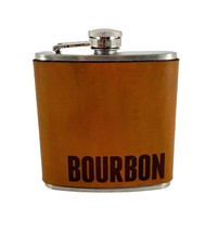 Bourbon Handmade Leather Hip Flask Holster &amp; 6 oz Stainless Steel Flask Made USA - $42.01