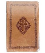 New King James Version Holy Bible Leathersoft Pecan Embossed Cross &amp; Bor... - £12.38 GBP
