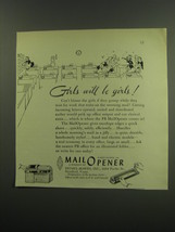 1949 Pitney-Bowes MailOpener Ad - Girls will be girls - $18.49