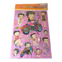 Betty Boop Laser Stickers Large Sheet Motorcycle Cowboy Pink FLAW Vintage 90s - £15.89 GBP