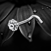 925 Sterling Silver Flower Nose Stud Screw Pin Polished Spiral Twisted P... - $166.47 MXN