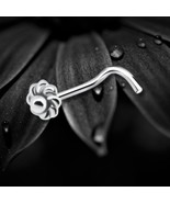 925 Sterling Silver Flower Nose Stud Screw Pin Polished Spiral Twisted P... - $167.39 MXN