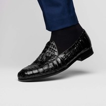 Bianchi Genuine caiman Crocodile Dress Loafers Black image 4