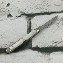 Vintage Sabre Japan Pocket Knife Stainless Steel Blade White Handle Double Ended - $11.88