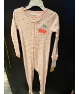 Carter&#39;s Girl&#39;s Cotton Pink Checkered Cherries Zippered Jammies15.9 4T *... - $21.86 CAD