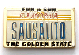 Sausalito California Golden State Fun and Sun Mini License Plate Pin Sou... - $12.99