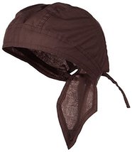 Doo Rag Du Rag Do Cotton Bandana Head Wrap Solid Color Chemo Cap (Brown) - £7.83 GBP