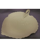 Spode Embossed White Grape Leaf Shaped Handled Serving Plate / Dish England - $25.68