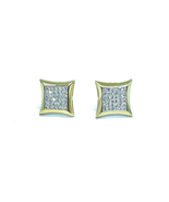 ADIRFINE 14K Solid Gold 10.5mm Square Micro Pave Cubic Zirconia Studs Ea... - £179.30 GBP