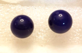 Navy Blue Glass Ball Pierced Earrings Nickel Free Stud Posts 3/8&quot; bead d... - £7.73 GBP