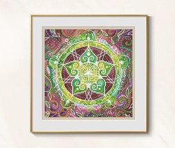 Mandala Cross Stitch Ornament pattern pdf - Lotus Flower Embroidery Indian Cross - £5.28 GBP