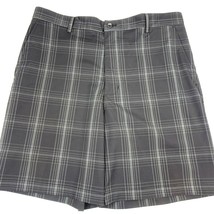 Golf Shorts Slazenger Plaid Black Gray Mens Size 36 Flat Front Pockets Used - £6.40 GBP