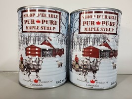 2 Cans Pure Canadian Amber Maple Syrup, 540 ml each, From Quebec Canada, - $36.77