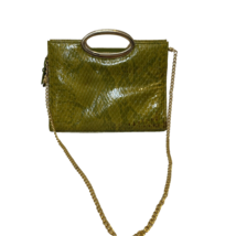 Bellini Women&#39;s Faux Snake Skin Handbag Chartreuse Gold Chain Strap - £12.46 GBP