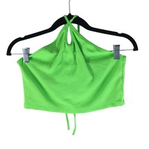 Zara Womens Halter Crop Top Ribbed Knit Lime Green L - £9.90 GBP