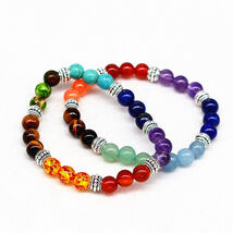 Reiki ancient silver natural stone agate tiger colorful crystal bracelet... - $4.99