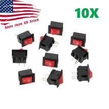 10Pcs Mini Rocker Switch 2 Pin On-Off Spst 125Vac/6A 250Vac/3A Red Kcd11 Us - $13.99