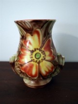 Royal Art Pottery London Art Deco 7&quot; Vase c1930 Pansy Pattern Beautiful! - $52.25
