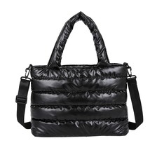 Large Capacity Top-Handle Bags Fashion Nylon Padded Handbags Female Solid Color  - £18.61 GBP