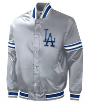  Dodgers Silver Satin Varsity Jacket  - $2,397.51 MXN+