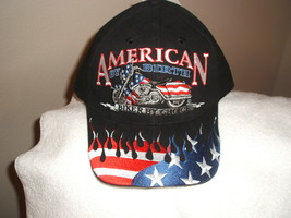 Biker&#39;s Black cap - with American Bike and Stars/Stripes on a new ballcap  - £16.64 GBP