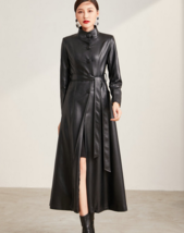 Genuine Lambskin Leather Handmade Stylish Casual Formal Women Long Trench Coat - £134.53 GBP+
