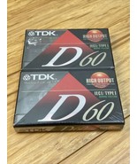 NEW 2 Pack vintage TDK D 60 Blank Cassette Tapes - £9.29 GBP