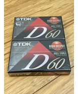 NEW 2 Pack vintage TDK D 60 Blank Cassette Tapes - £8.88 GBP