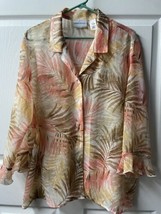 Alfred Dunner Button Front Semi Sheer Blouse Womens Plus Size 18P Tropical Pink - £11.88 GBP